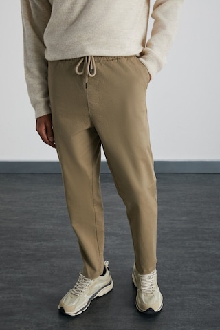 GRIMELANGE Reese Erkek Rahat Fit Beli Lastikli Dokuma Pamuk Elastan Kumaşlı Yıkamalı Bej Pantolon Bej