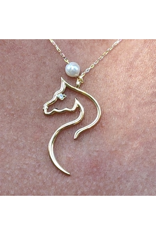 At Desenli Altın Kolye