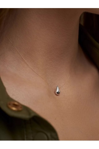 Marıola Balina İpliğinde Asılı Damla Kolye Görünmez Kolye 197437937 Gri