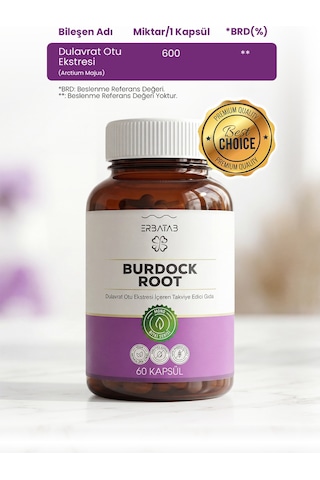 Erbatab Dulavrat Otu Burdock Root Ekstresi 60 Kapsül
