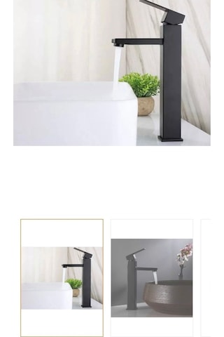 İsaoğlu Yapı Siyah Çanak Lavabo Bataryası Mat Siyah Lavabo Bataryası Kare Modern Tasarım Siyah