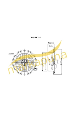 Bvn Bahçıvan Bdrax 350-2K 220 Volt Aksiyel Fan 3110 M³/H 35 Cm