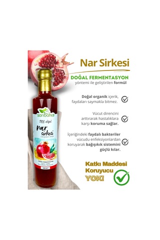 Nar Sirkesi 500 Ml 2'li Paket - Organik Doğal Fermantasyon