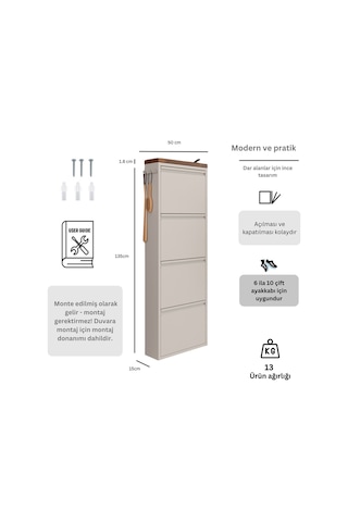 Kapaklı Metal Ayakkabılık, 3 Ve 4 Kapaklı, Aksesuarlı Çeşitli Gri-masif Tablalı Ayakkabılık