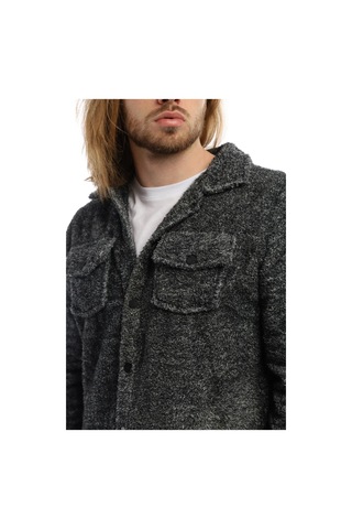 Erkek Çıt Çıt Detaylı Cepli Peluş Ceket Antrasit-melanj Antrasit Melanj