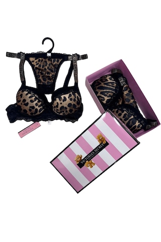 Victoria's Secret Leopar Desenli Pusch Up Set Alt Üst Dolgulu Sütyen Ve Külot Takım 2"liset