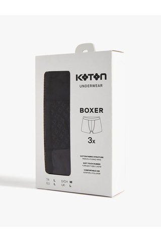 Koton Pamuklu Regular Fit 3'lü Boxer Seti Antrasit Desenli 6wlm90019mk Antrasit Desenli
