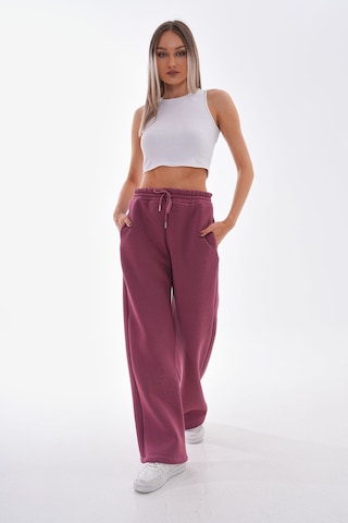 Kallima Vişne Kışlık Şardonlu Yüksek Bel Bol Paça Eşofman Altı Gülkurusu