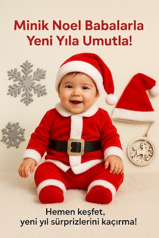 Bebek Ve Çocuklar İçin Noel Baba Kostüm Yeni Yıl Yılbaşı Kıyafeti kırmızı