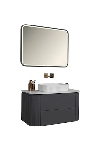 Kobos Gloria 100 Cm Banyo Dolabı Seti Argento Antrasit
