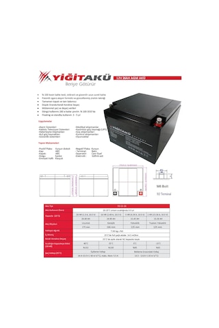 12v 26 Ah-amper Agm Ups Cihazı Aküsü Yiğit Akü-