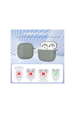 Apple Uyumlu AirPods 4. Nesil Kılıf Standart Yumuşak Silikon Kılıf Gri