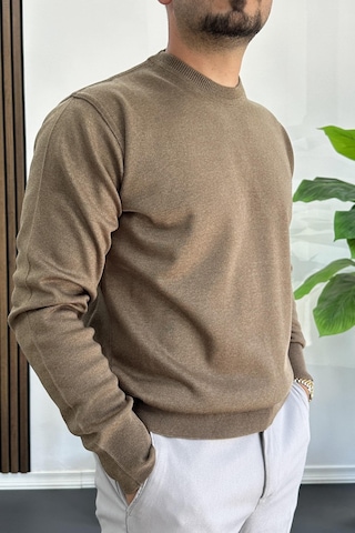 Erkek Bisiklet Yaka Normal Kalıp Kazak Kahverengi Edw410 Kahverengi