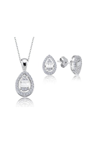 Mia Vento Pırlanta Montür Baget Damla İkili Gümüş Mini Set