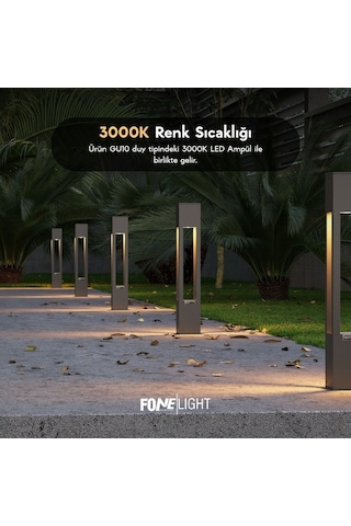 FoneLight AKA 75 cm LED Bahçe Aydınlatma Direği Antrasit Alüminyum IP65 Bollard Peyzaj Yürüyüş Yolu Lambası 9W 3000K