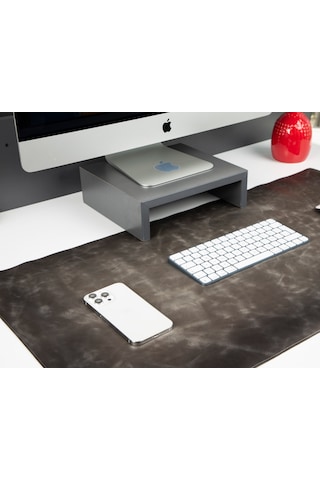 Atelier 91 Ash Gray Leather Desk Mat - Large Large Size