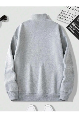 Altamira Unisex Dik Yaka Yarım Fermuarlı Oversize Sweatshirt 001
