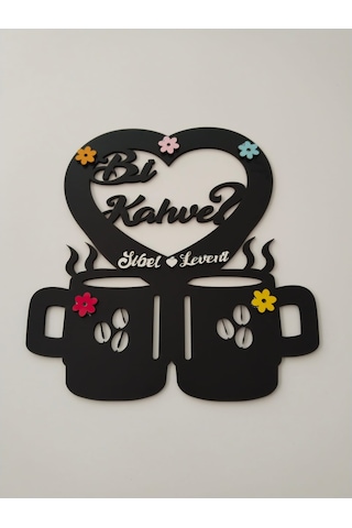 Mutfak Duvar Süsü Bi Kahve İsteğe Bağlı Kişiye Özel İsim Yazılı
