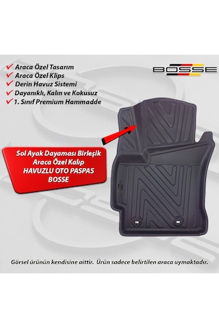 Toyota Corolla Paspas Araca Özel 2013 2018 BOSSE 3D Havuzlu Oto Paspas