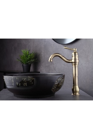 İsaoğlu Yapı Mat Gold Çanak Lavabo Bataryası Polina Lavabo Musluğu Mat Altın Lavabo Bataryası Gold