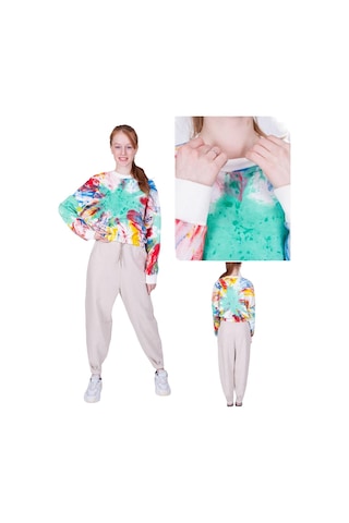 Kız Çocuk Batik Desenli Sweatshirt-13401-yeşil Yeşil