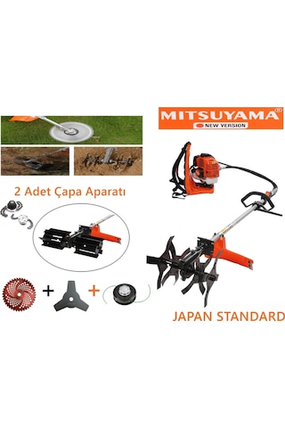 Mitsuyama MİTSUYAMA3 Japon Sırt Tırpan Toprak Çapalama Makinesi + 2 Adet Çapa Aparatı