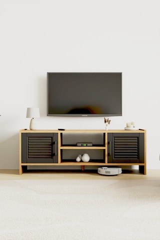 Molde Retro Tv Sehpası Mdf Membran Kapaklı Raflı Tv Ünitesi Televizyon Sehpası Atlantik Çam - Antrasit