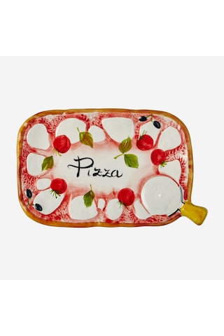 Beyaz Seramik Pizza Tabağı 29x19 Cm