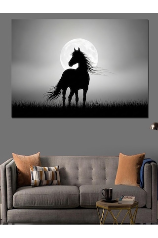 Ahşap Tablo Gece Vakti Yalnız At