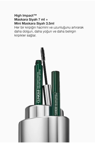 Clinique High Impact Maskara İkilisi Orijinal Boy Maskara, Mini Maskara Siyah