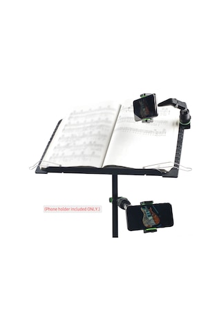 Ranyeek Müzisyenler İçin Çok Fonksiyonlu Telefon Tutucu - Ayarlandırabilir Ve Döner - 10 Adet Gitar Pleti + 1 Adet Temizleme Bezi Rastgele Renkler - Rps-gn Siyah+yeşil