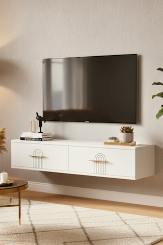 Tda1215b - İda120 Duvara Montaj Tv Stand, Tv Rafı, Tv Sehpası Beyaz 120cm