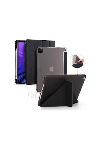 Apple Uyumlu iPad Pro 12.9 5. Nesil 2021 Kılıf Trifolding Kalem Bölmeli