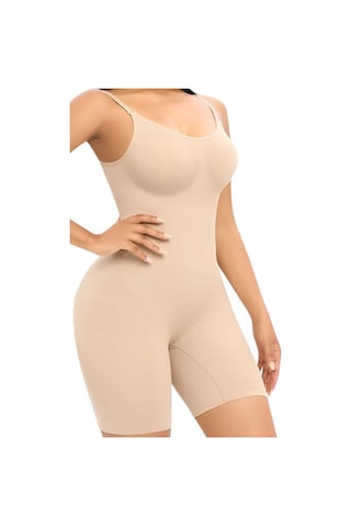 Uniquetrenders Kadın Dikişsiz İnce Askılı Toparlayıcı Tam Boy Korse 3'lü Set Ten Rengi