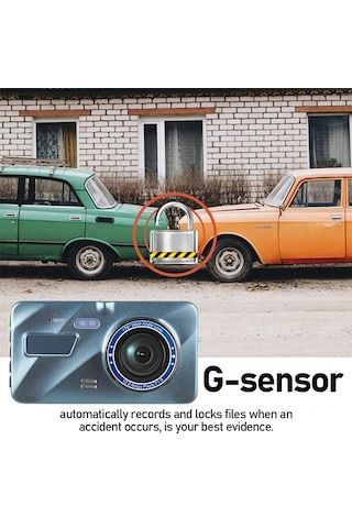Çift Kameralı Araç Kamerası - Full Hd 1296p, 4.0'' Ekran
