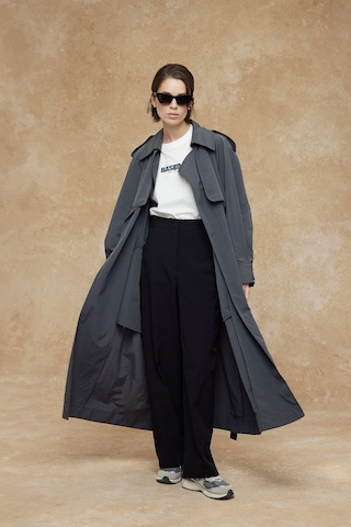 Manuka Teknik Kumaş Oversize Trenckot Antrasit