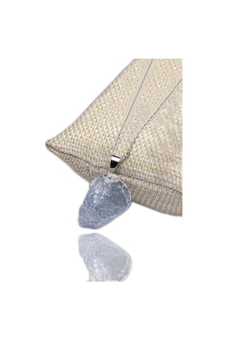 Sertifikalı Ham Işlenmemiş Doğal Akuamarin Taşı Kolye Gümüş Apar Çok Renkli