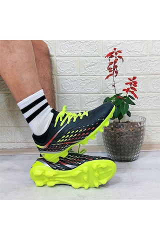 M.p 1359 Siyah-sarı Termal Likralı Krampon Futbol Ayakkabı 001