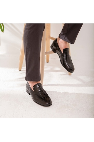Tamer Tanca Erkek Hakiki Deri Siyah Bufalo Makosen Ayakkabı 477 48297 Erk Ayk Y22 Syh Bfl/syh Deve Siyah