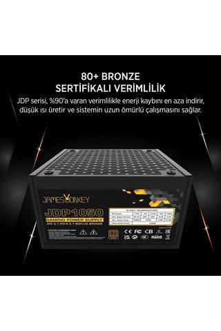Teknoteg - James Donkey Jdp1050 Apfc 12cm 1050w Bronze 80+ Atx 3.1 Pcı-e 5.1 Power Supply