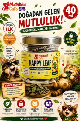 Happy Leaf %100 Doğal Matatabi Yaprağı 40 Ml Kedi Nanesi/catnip Değildir