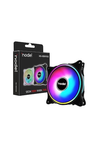 Node Game 120mm Gökkuşağı Rbw Led Fan - Performans Seri Sessiz Kasa Egzoz Fanı Siyah