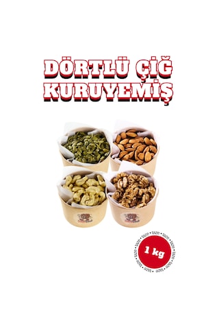 4'lü Çiğ Kuruyemiş Paketi 1 Kg - Çiğ Kaju, Çiğ Badem, Çiğ Kabak Çekirdeği, Ceviz İçi 4x250 Gr Taze 1 KG 4'lü Çiğ Kuruyemiş Paketi 1 Kg - Çiğ Kaju, Çiğ Badem, Çiğ Kabak Çekirdeği, Ceviz İçi 4x250 Gr Taze 1 KG