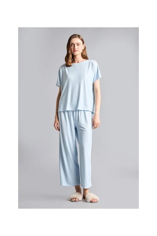 Defacto Regular Fıt Kısa Kollu 2li Softshell Pijama Takım H7011ax26smbe745 Mavi-be745