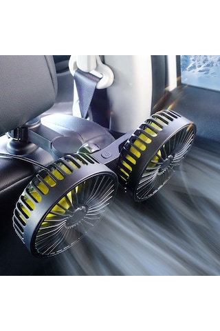 Suıtu F4208 Araç Soğutma Fanı Araç Arka Koltuk Arkalığı Usb Çift Kafalı Elektrikli Fan
