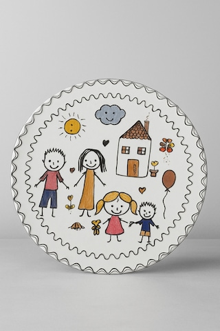Grandora Çocuk Yemek Tabağı - 27 Cm Renkli Aile Desenli, Yüksek Kalite Servis Tabağı Çok Renkli