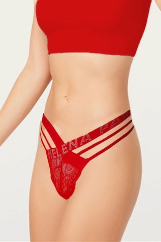 Hepsine Rakip Kadın Kırmızı Önü Dantel Çapraz İpli Taşlı String Tanga 001