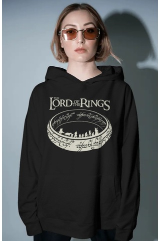 Sevbano Lord Of The Rings Yüzüklerin Efendisi Film Ön Baskılı Unisex Over Siyah