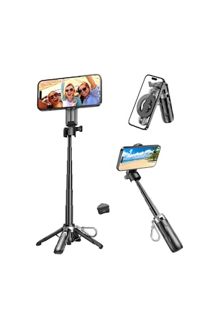 Juo Jst30 Magsafe Manyetik Kumandalı Tripod Monopod Selfie Çubuğu Android Apple iPhone Uyumlu Siyah