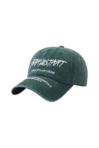 Tezzgelsin Unisex Eskitme Bravestart Nakışlı Ayarlanabilir Beyzbol Kep Şapka 2'li Set Yeşil - Camel
